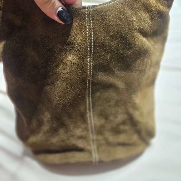 Suede Apostrophe shoulder bucket bag - Picture 6 of 6